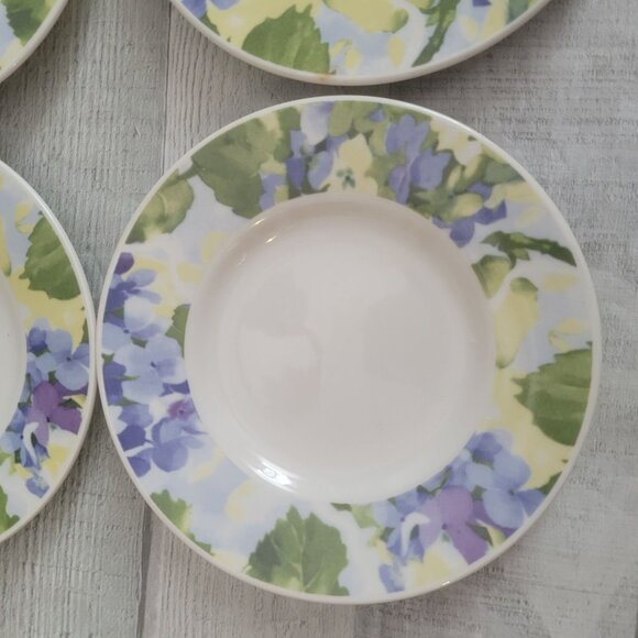 Set Of 4 Gibson Everyday Hydrangea Salad Plates 6" Floral Design Ceramic Dishwar - Picture 3 of 5